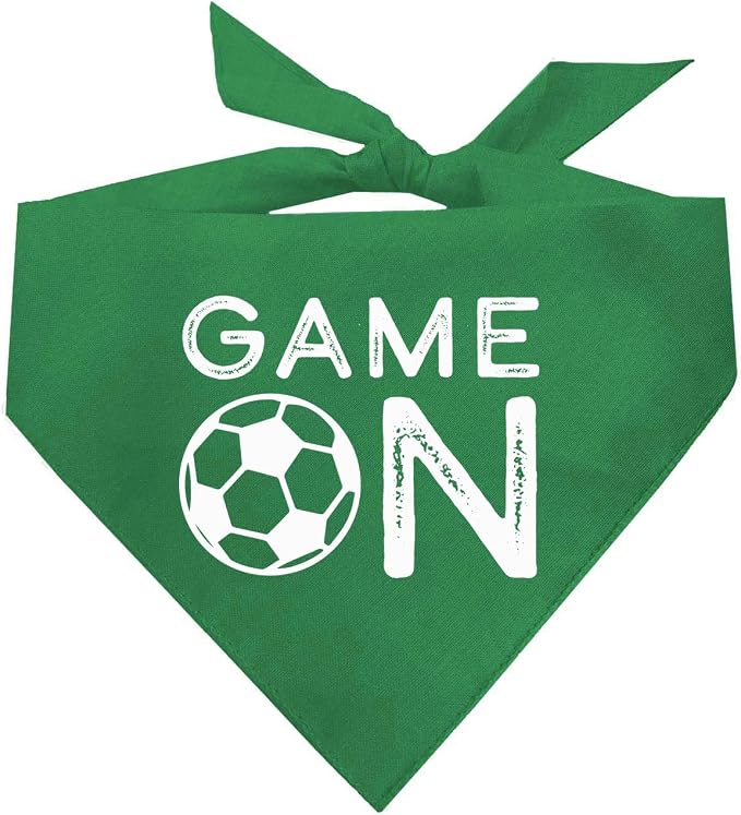 Game On Soccer Dog Bandana | 100% Cotton Adjustable Triangle | Made in USA | Soccer| Sports | Biggest Fan | Game Day | Green, One Size (1073)