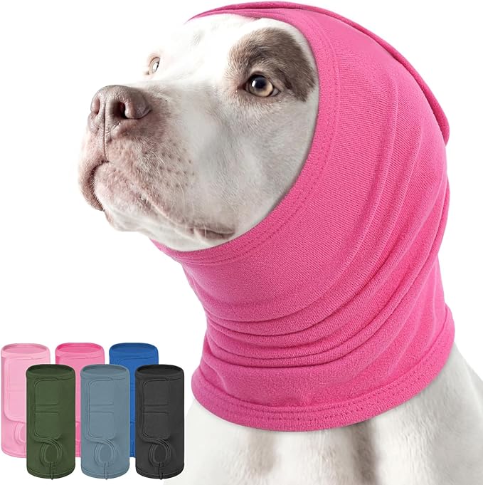 Dog Calming Hoodie for Large Breeds, Adjustable No Shake Ear Wraps for Dogs, Soft Dog Ear Muffs Noise Protecion, Pet Head, Ear & Neck Covers for Thunder, Firework, Separation Anxiety, Hematoma