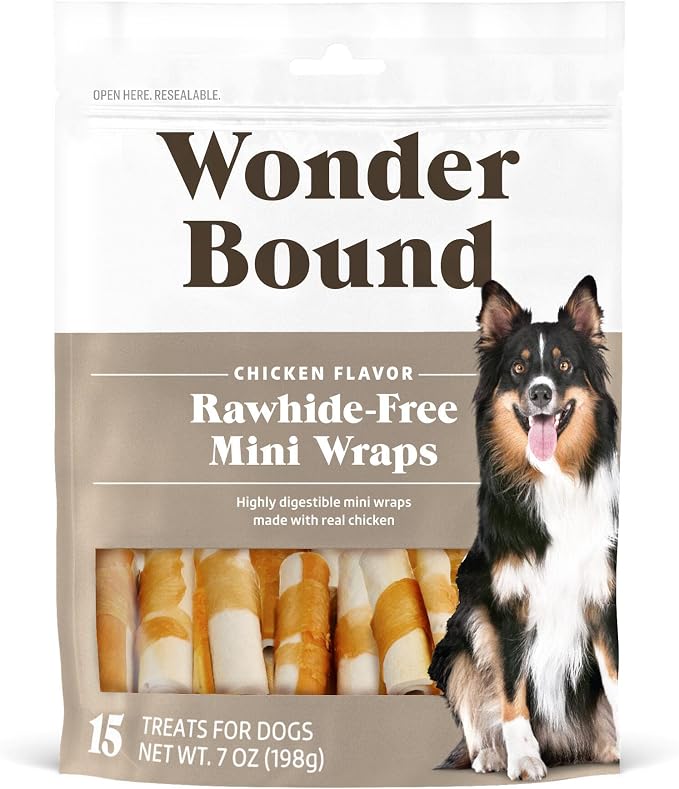 Chicken Wrapped Mini Sticks - 15 Count - Rawhide-Free Dog Treats, Dental Health Chews for Plaque & Tartar Control, Easy to Digest, Long-Lasting