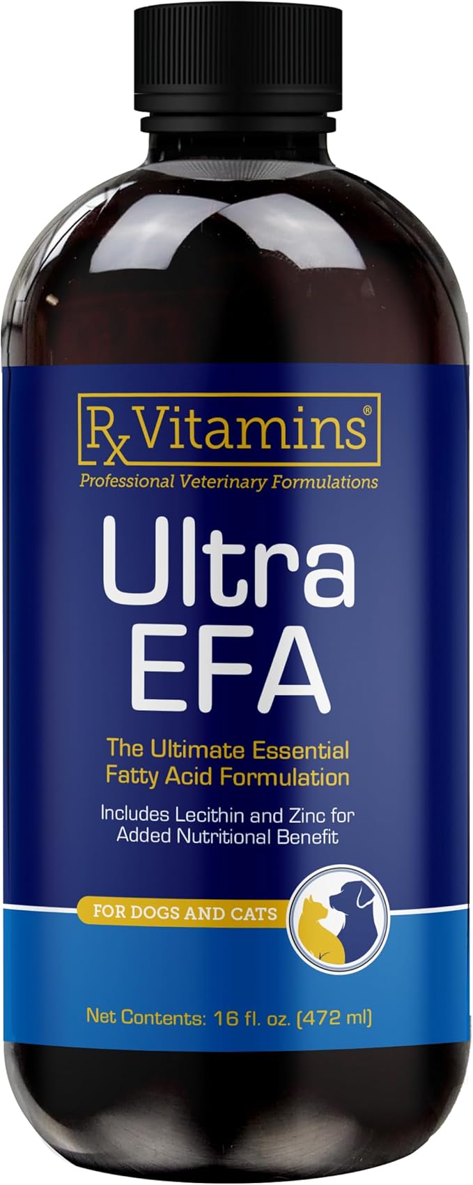 Ultra EFA Omega 3 Fish Oil for Dogs & Cats - Promotes Heart, Brain, and Joint Health with Vitamin E, Biotin, and Zinc - Liquid Fish Oil for Itch Relief & Dog Shedding - 16 oz