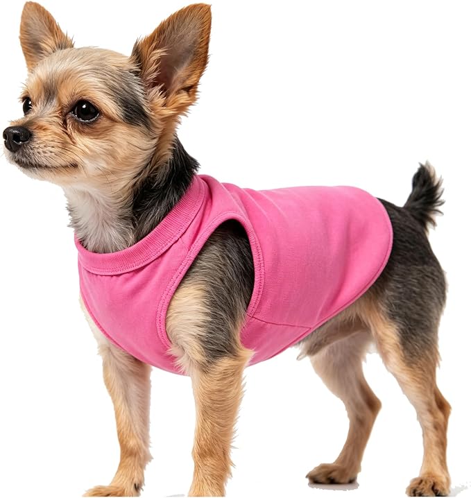 Hot Pink Dog Clothes Cotton Puppy Shirts Breathable Pet Apparel Birthday Girl Animal Tank Top (Neck Girth 12.99'')