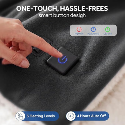 Sealy 12-Volt Heated Car Blanket, Portable Electric Blanket with 3 Heating Levels & 4 Hours Auto Off for Car, Truck, SUV, RV or Camping, Machine Washable, 59" X 43", Charcoal