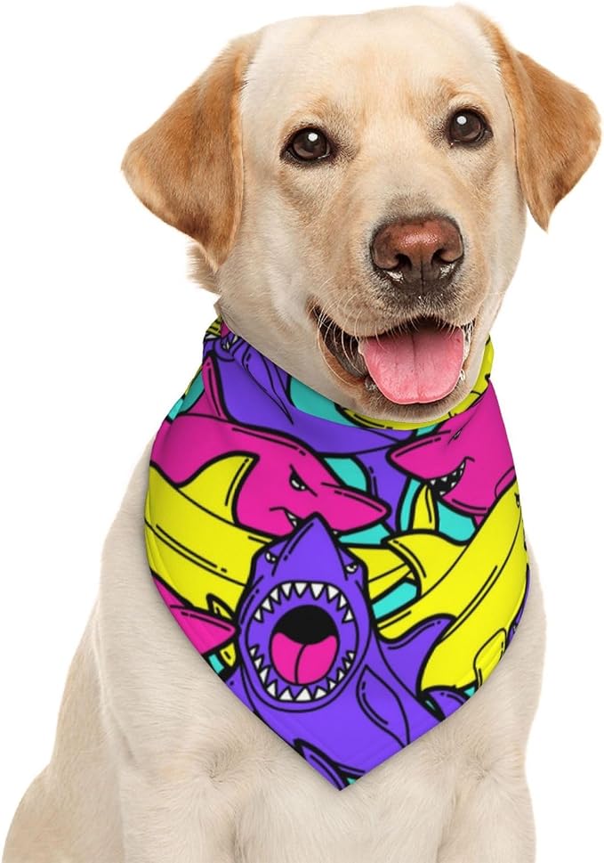 Colorful Shark Dog Bandana Scarf Triangle Bibs Pet Accessories Cat Kerchief