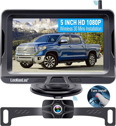 HD 1080P 5 inch Wireless Backup Camera for Truck: Clear Day & Night Vision | 15 Mins Easy Install for Car Trucks SUV Camper Parking Safety Assistance
