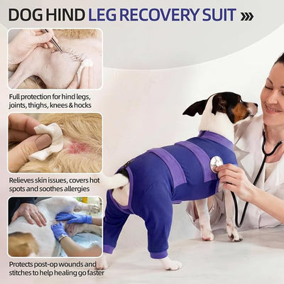 Lelepet Dog Surgery Recovery Suit for Rear Legs, Soft Dog Pants to Prevent Licking, Adjustable Long Sleeve Pet Onesie Pajamas for Dogs, Cone Alternative Leg Sleeve Bodysuit for Dogs After Spay/Neuter