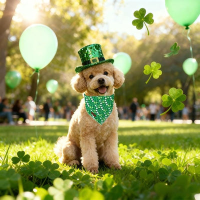St. Patrick‘s Day Dog Bandana - Bold Green Shamrock Dog Neck Scarf, Soft Pet Bib for Medium Large Dogs, Holiday Photo Dogs Cats Prop for Daily Use Parties & Pet Photography L