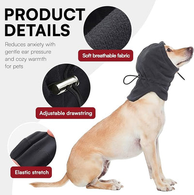 Dog Calming Hoodie Pet Ear Covers for Noise, Quiet Head Cover for Dogs, Pet Calming Hoodie Ear Covers Hood for Anxiety Relief and Calming Dog Neck and Ear, Darkgrey S