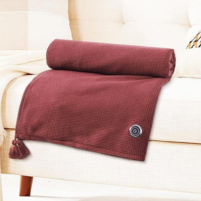 Heated Shawl Wraps for Women,Portable Heated Blanket,Waffle Knit Cordless Heating Shawl USB Electric Heated Blankets with 3 Heating Levels,Soft Zipper Wearable Heating Blanket for Outdoor,Home (A)