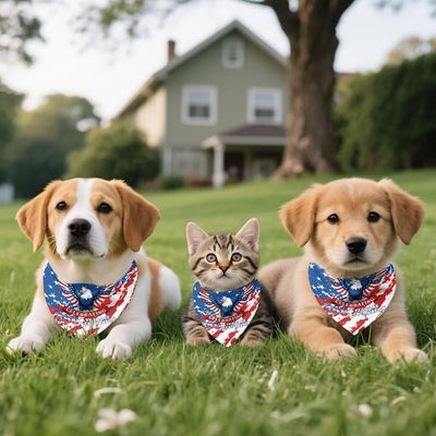 KEIAHUAN 250th Anniversary Dog Bandanas 4th of July Patriotic Pet Bandanas Independence Day Triangle Pet Bibs Scarf Holiday Costume Gift
