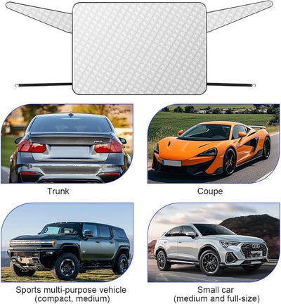 Zpana Car Magnetic Rear Windshield Snow Cover, Vehicle Rear Window Frost Cover with Elastic Strap, Automotive Windshield Protector for Ice and Snow, Universal for Most Sedan SUV