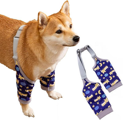 MANON ROSA Dog Elbow Pads – Knee Wrap Front Leg Sleeves for Large Dogs, Wound Protection & Anti-Licking Brace for Injured Legs or Joints (Sleeve Length 11.4in, Suit. Wt 66-80lbs, X-Large, Blue)