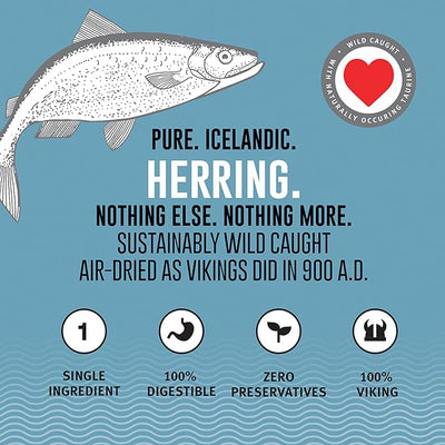 Icelandic+ Whole Fish Herring - 9oz Bag - Dog Treats, Pure Wild-Caught Air-Dried Fish, Single Ingredient Snack, Pet Chew, Just The Fish Nothing Else