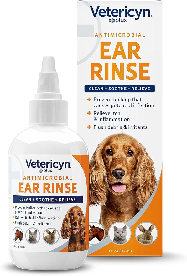 Plus Dog Ear Rinse | Dog Ear Cleaner to Soothe and Relieve Itchy Ears, Safe for Cat Ears, Rabbit Ears, and All Animal's Ear Problems. 3 Ounces