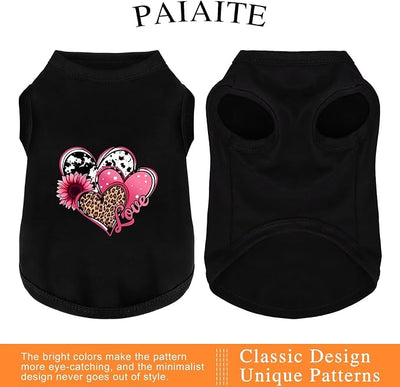 Discover Cozy Cotton Canine Wear: Soft, Lightweight, and Breathable Dog Shirt Vest with Eye-Catching Graphics (Hearts and Love), Keeping Your Furry Friend Comfy! Black 3XL