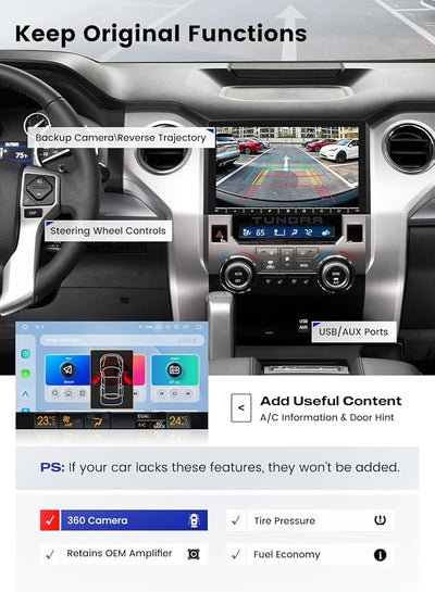 Dasaita Tundra Head Unit for 2014-2021 Toyota Tundra Upgrade | 4GB+64GB Android 13 Car Stereo with Wireless CarPlay Android Auto, 10.2" QLED Screen Plug & Play GPS Navagation, AM/FM Radio