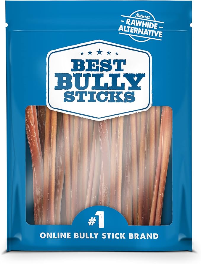 12 Inch Thin Bully Sticks for Dogs - 24 Count (Pack of 1) - Natural Grain and Rawhide Free, Puppies, Seniors, Small Breeds