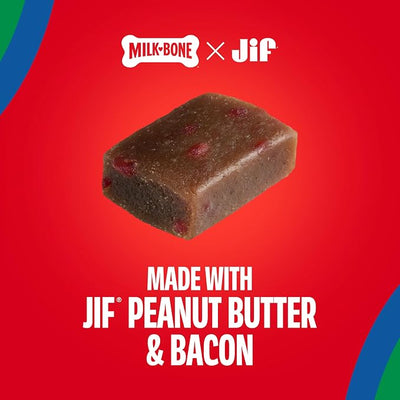 Milk-Bone Peanut Buttery Bites, Soft Dog Treats with Jif Peanut Butter & Real Bacon, 11.8 Oz. Bags