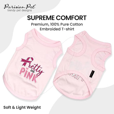 Parisian Pet Dog Shirt – 100% Cotton Shirts for Large Dogs – Trendy Pretty in Pink Sleeveless Puppy Clothes – Soft Breathable Girl Dog Clothes - Stretchy Pet Apparel - Summer Tshirts for Dogs