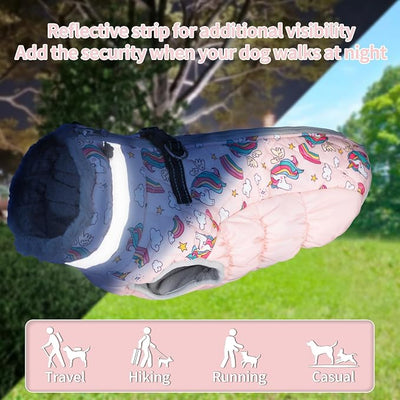 Cutebone Dog Waterproof Winter Coat with Harness, Reflective Warm Dog Jacket with Zipper for Cold Weather, Dog Snowsuit for Small Medium Large Dogs YRFN08XXL