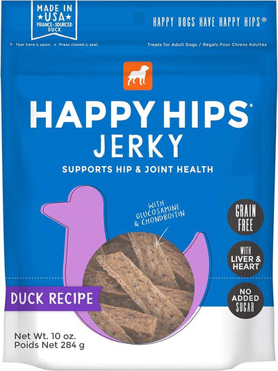 Happy Hips Jerky Dog Treats, Duck, 10 oz. Pouch