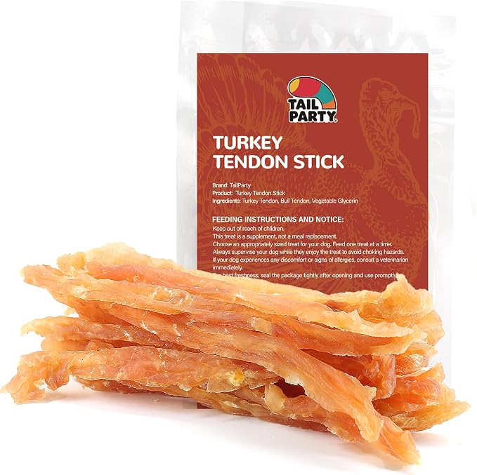 Turkey Tendons for Dogs (Strip, 8 oz), All Natural Dental Chews, Rawhide Alternative, Long-Lasting Training-Reward Treats for Health-Conscious Pet Owners
