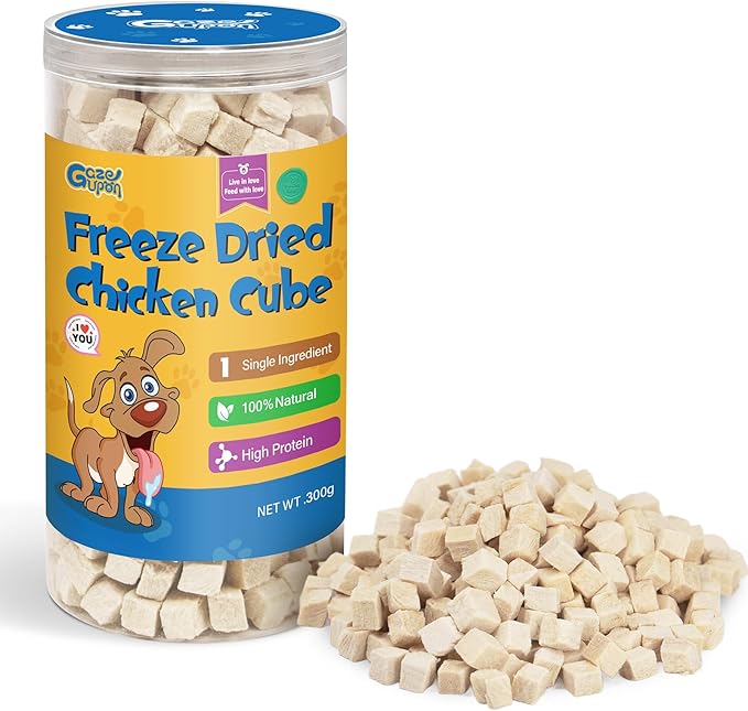 Freeze Dried Chicken Dog Treats, Single Ingredient, High Protein Training Treats & Food Topper for Picky Eaters, Grain Free All Natural Snacks for Puppies and Adult Dogs, 10.58 oz
