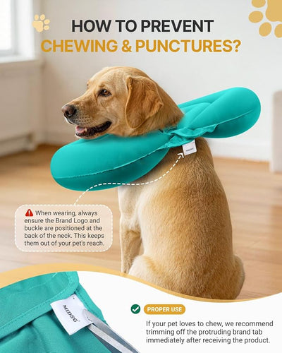 MIDOG Soft Inflatable Dog Cone - Comfortable Alternative After Surgery that Doesn't Block Vision, Patented Donut Recovery Collar Prevents Licking for Large & Medium Dogs (S)