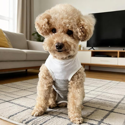 Dog Surgical Suit - Recovery Onesie for Dogs After Surgery, Spayed Female/Male Puppy, Breathable Anti-Lick Clothes, Alternative to Cone(Grey and White-l)