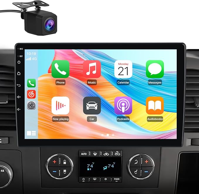 Junsun 8 Core Car Radio Stereo for Chevy Chevrolet Silverado 2007-2013 with Wireless CarPlay Android Auto Bluetooth FM 4GB RAM 64GB ROM