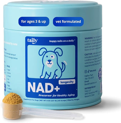 Taily NAD for Dogs – Daily Longevity Supplement – Supports Cellular Energy, Healthy Aging, Brain & Heart Function – Nicotinamide Riboside Precursor for Dogs – NAD+, Vet-Formulated, Made in USA