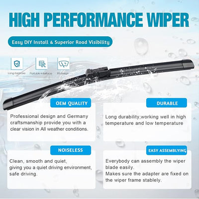 OEM Windshield Wiper Blades Replacement for Land Rover Range Rover Evoque 2012 2013 2014 2015 2016 2017 2018 2019, All Weather Original Factory Quality Front & Rear Wipers Set 24"+21"+10" (Pack of 3)