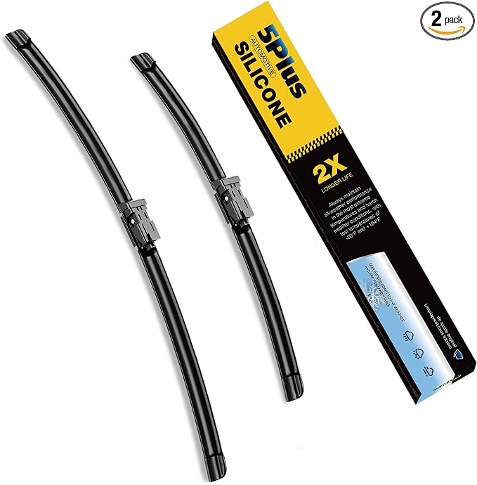 5 PLUS Premium Silicone Wiper Blades 26"+14" Front Fit Top Lock Arms 2-PACK | All Weather Performance, Waterproof Rain Wiping, Streak-Free Visibility, Long Lasting Harsh Weather Design