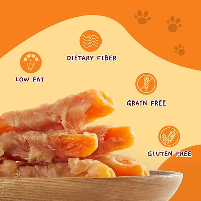 Jungle Calling Dog Treats, Skinless Chicken Wrapped Sweet Potato, Gluten and Grain Free, Chewy Dog Bites for Balanced Nutrition, 6 oz