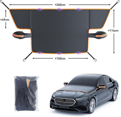Car Windshield Snow Cover for VW Taos/Tavendor/Tayron/Tera/Touareg Half Car Cover Snow Ice Frost Resistent Auto Cover Winter Magnetic Windshield Frost Cover,Black Orange
