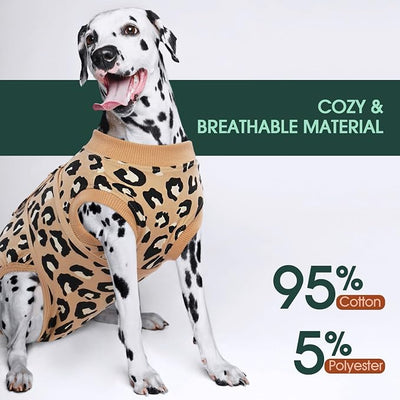 Kuoser Dog Recovery Suit for Dogs After Surgery,Professional Surgical Onesie for Female Male Dogs Spay Neuter,Soft Dog Surgery Suit Bodysuit for Abdominal Wounds Skin Disease,Coffee Leopard XS