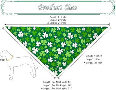 St. Patrick's Day Dog Bandanas 2PCS-XLarge,Irish Shamrock Design Scarves, Holiday Costumes,Pet Scarves for Boys and Girls,Dog Outfit Gifts for Extra Large Dogs(Green)