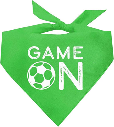 Game On Soccer Dog Bandana | 100% Cotton Adjustable Triangle | Made in USA | Soccer| Sports | Biggest Fan | Game Day | Lime Green, X-Small (1073)