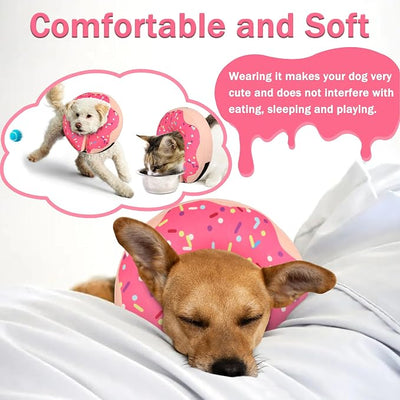 Inflatable Cone Collar for Large Medium Small Dogs, Soft Adjustable Recovery Collar for Dogs Cats,Dog Cone Neck Donut Alternative After Surgery(Pink,Small