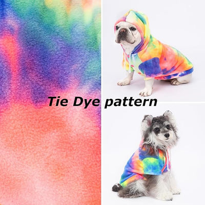 Dog Hoodie Tie Dye Dog Sweatshirt Chic Winter Clothes Ultra-Soft Warm Sweaters for Small Medium Dogs Fashion Pet Clothes for Dogs (Multicolor, S (Back: 11.02",Chest: 15.74", Neck: 13.77"))