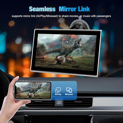 Carplay Screen for Car，7" Portable Wireless Carplay & Android Auto - HD Touchscreen Car Play with Bluetooth, Mirror Link, Live Map,Voice Control, FM Transmit (Silver)