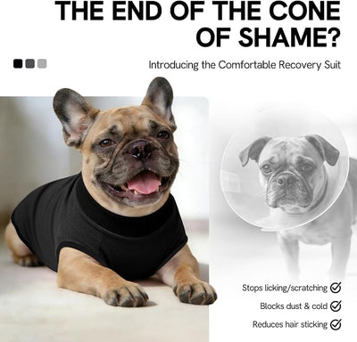 SAWMONG Recovery Suit for Dogs Female Male, Breathable Dog Onesie After Surgery Spay Neuter, Professional Dog Surgical Suit, Substitute Pet E-Collar Cone, Black, X-Large