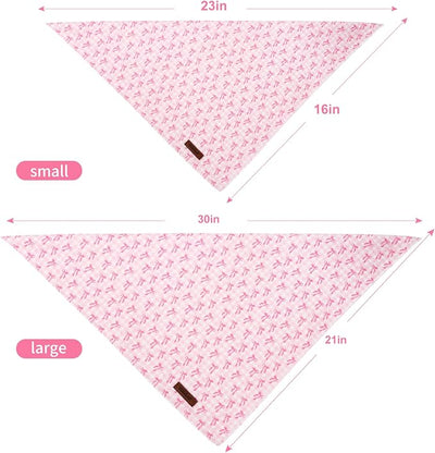Bow Dog Bandana - Soft Pink Girly Dog Neck Scarf, Cute Spring Pet Bib for Medium Large Dogs, Sweet Photo Dogs Cats Prop for Daily Use Parties & Pet Photography L