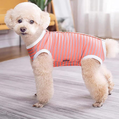 Dog's Recovery Suit Post Surgery Shirt for Puppy, Small Dog Surgical Recovery Suit for Female Male Dogs, Dog Onesie Protect Surgical Wound(Orange Gray Stripe-xs)