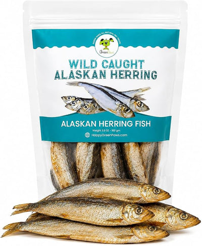 Gluten Free Herring Dried Fish Pet Treats Pure Wild-Caught & Single Ingredient Snack Healthy Dog Treats, Made in Alaska Just The Rich in Protein Fish & Nothing Else (3.5 Oz Bag)