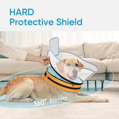 Sponge Dog Cone Collar, Dog Donut Collar After Surgery with Clear Shield, Adjustable Soft Cone for Dogs to Stop Licking-Comfy Cone for Large Medium Small Dogs (DonutBlue,XXL)
