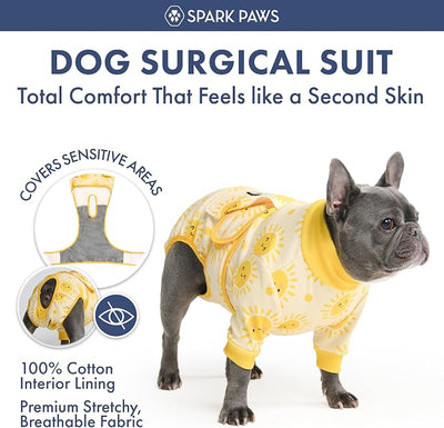 Spark Paws Dog Surgery Recovery Suit – Dog Recovery Suit After Surgery, Anti-Lick Dog Onesie, Abdominal Wound Protector, Soft Cone Alternative for Spay Neuter Male Female Pet Recovery- Sunshine - 4XL
