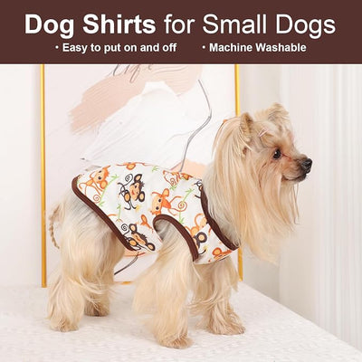 Dog Shirt Vest Dog Clothes for Small Dogs Boy Girl Stretchy Summer Puppy T-Shirts Soft Breathable Lightweight Puppy Sweatshirt Pet Cat Outfit (Monkey, Large)