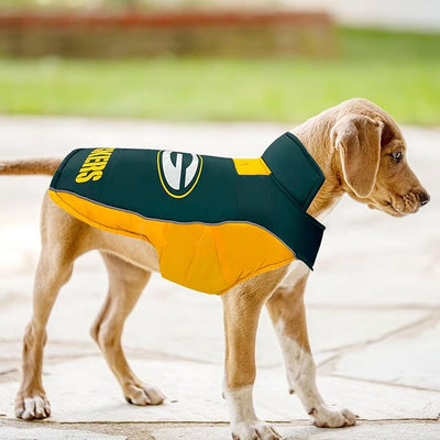 NFL Green Bay Packers Puffer Vest for Dogs & Cats, Size Large. Warm, Cozy, and Waterproof Dog Coat, for Small and Large Dogs/Cats. Best NFL Licensed PET Warming Sports Jacket