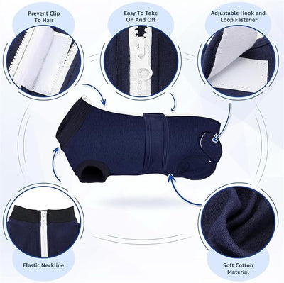 SlowTon Dog Surgery Recovery Suit - Zipper On Dog Onesies After Surgery for Female Male Dogs, Abdominal Wounds Bandages Cone/E-Collar Alternative Dogs Surgical Body Suit (Dark Blue,S)