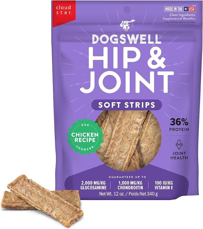 Hip & Joint Soft Strips Dog Treats, Chicken, 12 oz. Pouch